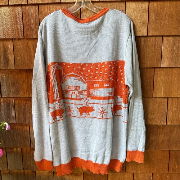 NWT Traeger Gray & Pumpkin Long Sleeve Sweater with Farm Scene - Men's XXL - Picture 7 of 16